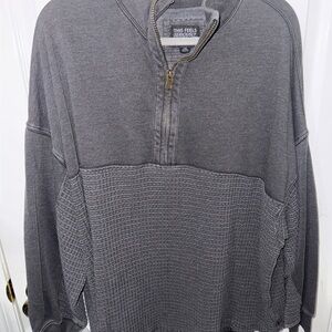 American Eagle Outfitters Men's Charcoal Zip-Up Sweater